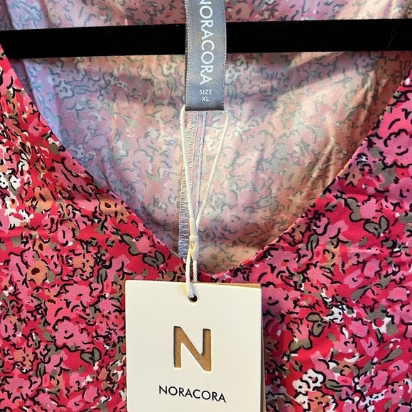 Nora Cora Women Pink Floral V Neck Three Quarter Sleeve Comfy Casual Size XL - Picture 2 of 8